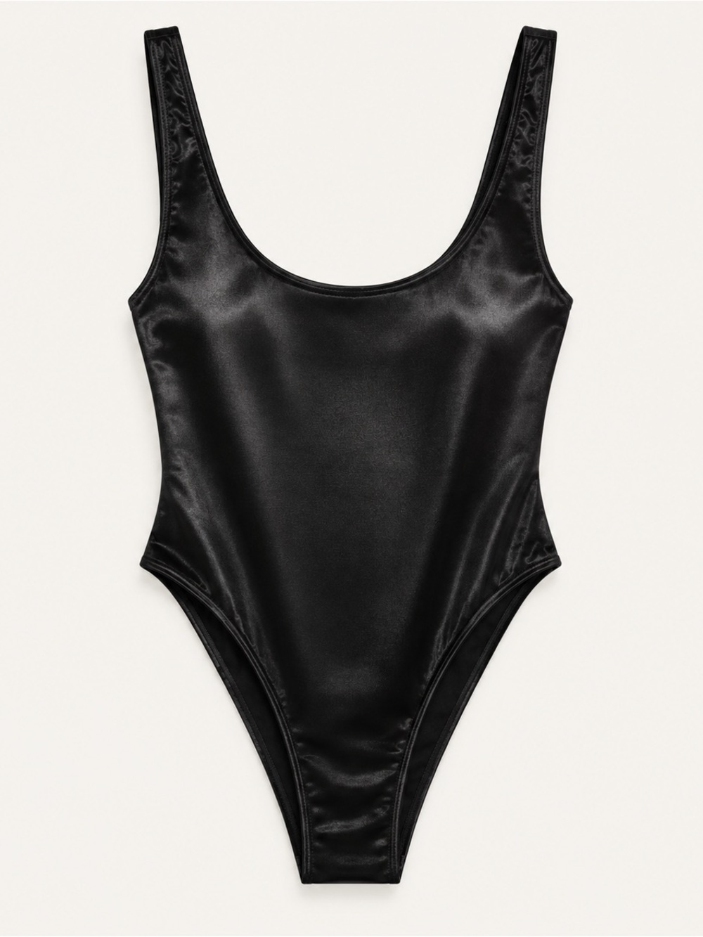 NWT Motel Rocks Black Satin Scoop Neck One Piece Swimsuit Y2K 90s